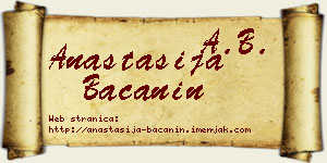 Anastasija Bačanin vizit kartica